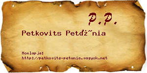Petkovits Petúnia névjegykártya